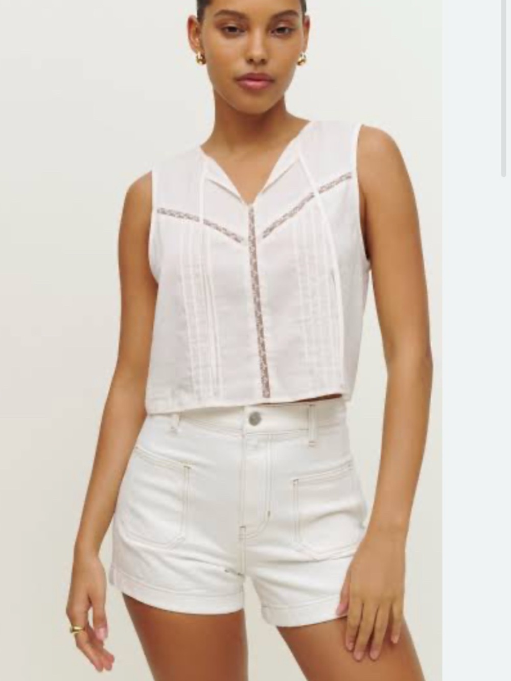 REFORMATION Alyssa High Waist Patch Pocket Denim Shorts In Vintage White